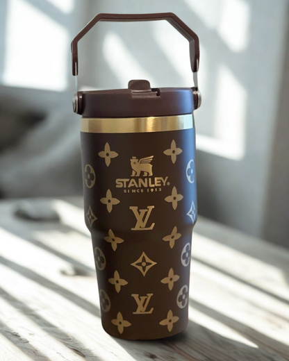 Luxury Edelstahl Thermobecher mit Flip-Strohhalm – Premium Travel Cup
